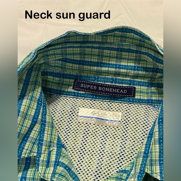 Columbia PFG Super Bonehead Fishing Shirt Outdoor women’s XL Blue Green Plaid - Picture 4 of 9